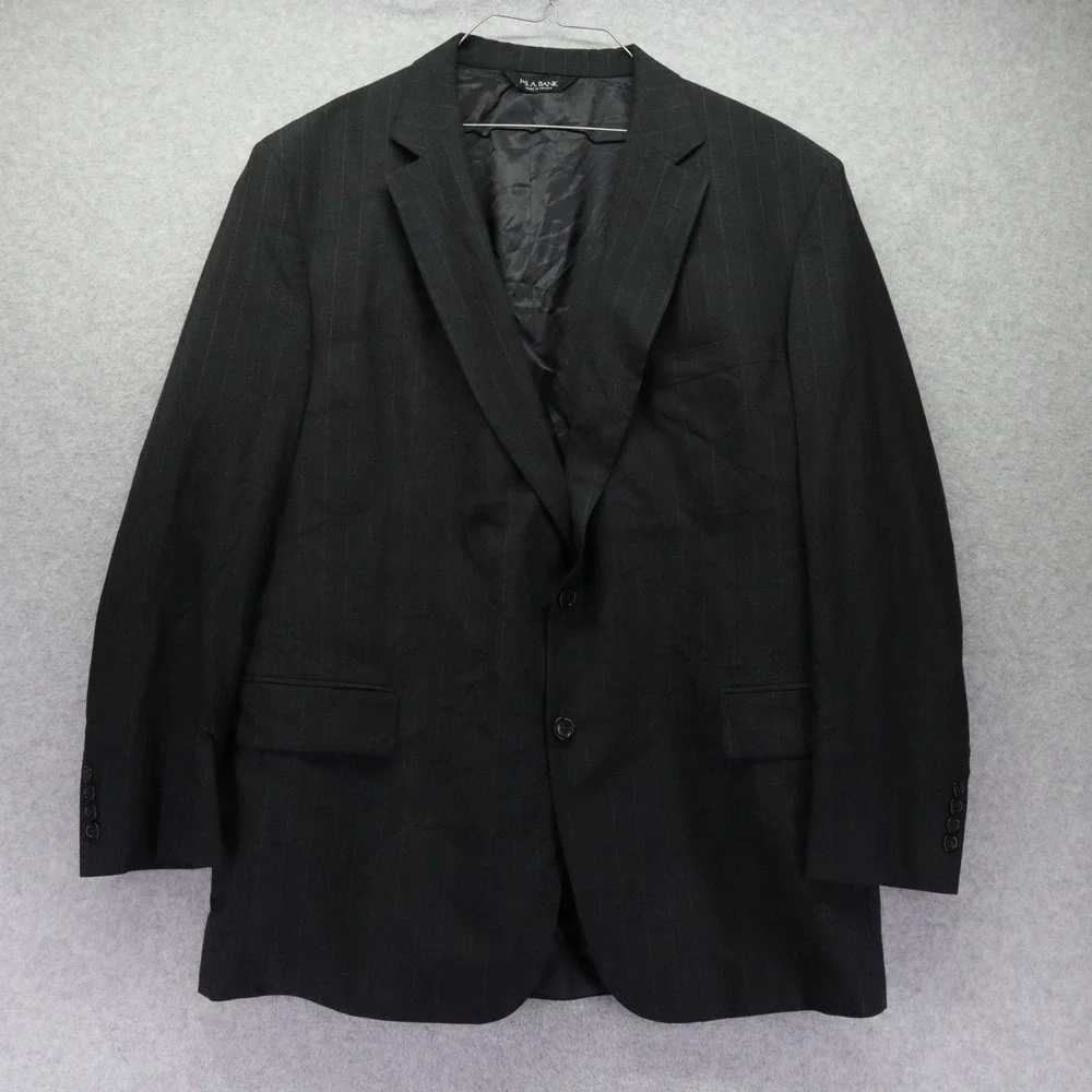 Jos A Bank Suit Jacket Mens 46R Wool 2-Button Blazer‎ Coat Formal Gray Striped